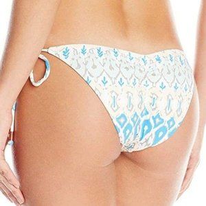 Eberjey white bleached blues Kate tie ruched back bikini bottoms medium MSRP 75
